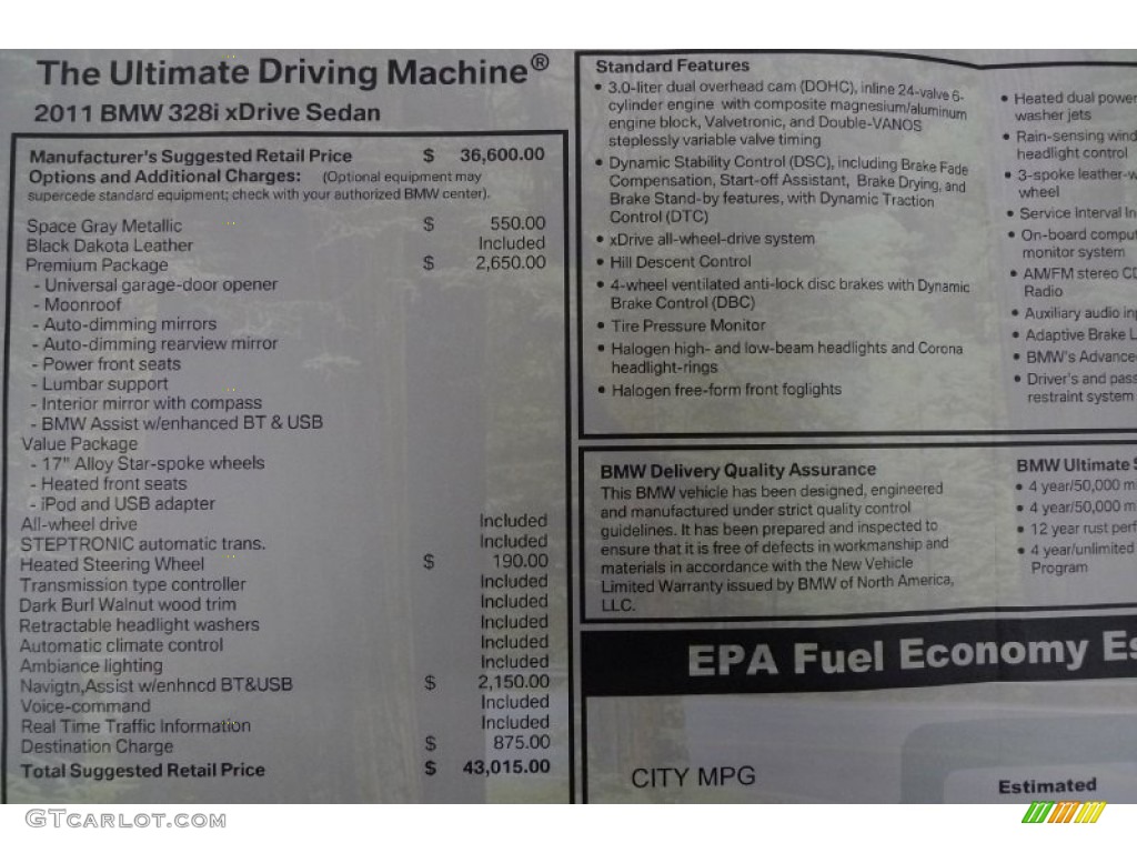 2011 3 Series 328i xDrive Sedan - Space Gray Metallic / Black Dakota Leather photo #3