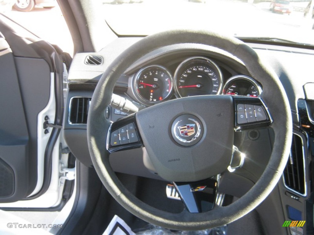 2012 Cadillac CTS -V Coupe Ebony/Ebony Steering Wheel Photo #58847912