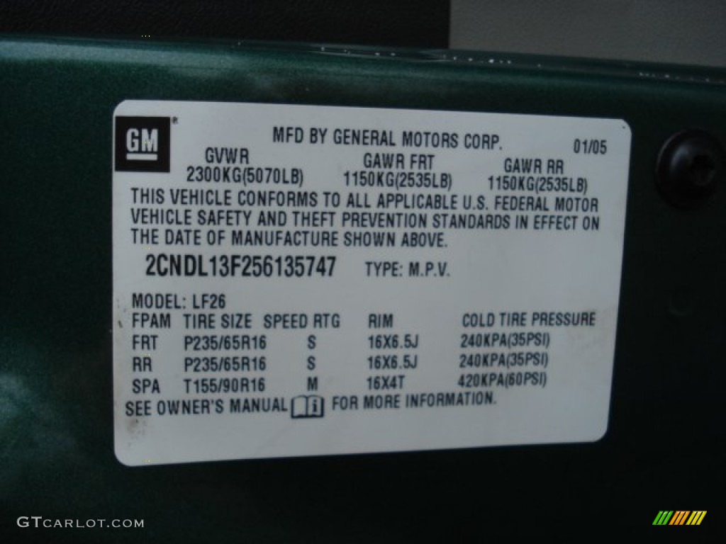 2005 Equinox LS - Meander Green Metallic / Light Gray photo #25