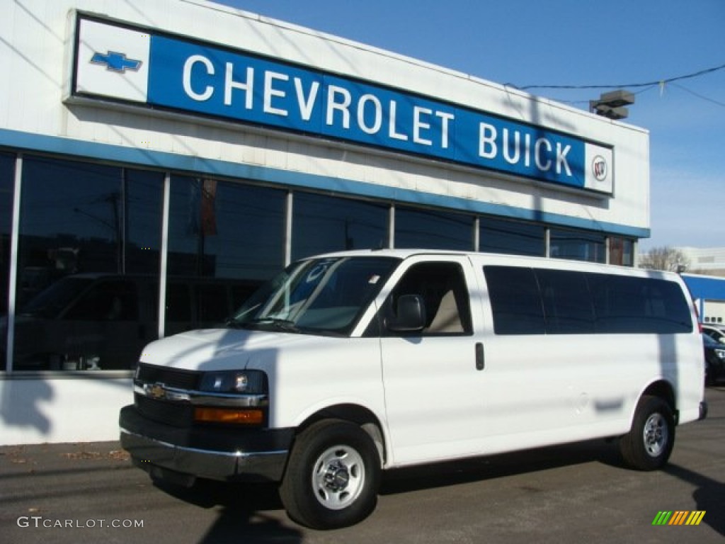 2011 Express LT 3500 Extended Passenger Van - Summit White / Neutral photo #1