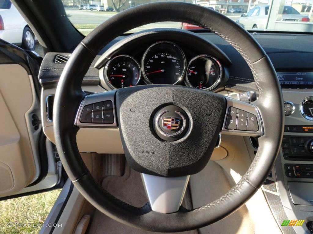2011 Cadillac CTS 4 AWD Coupe Cashmere/Cocoa Steering Wheel Photo #58859524