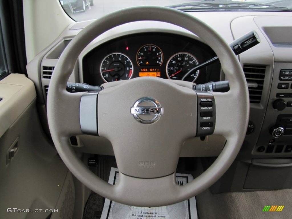 2008 Nissan Titan XE Crew Cab 4x4 Almond Steering Wheel Photo #58860199