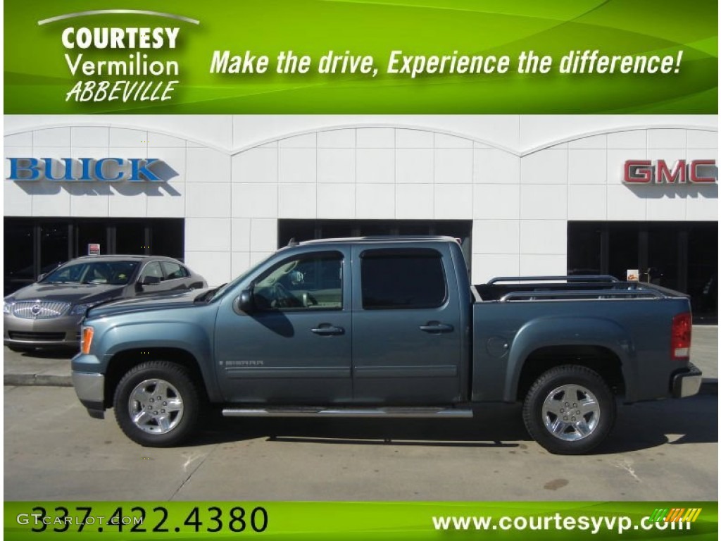 2008 Sierra 1500 SLE Crew Cab - Stealth Gray Metallic / Light Titanium photo #1