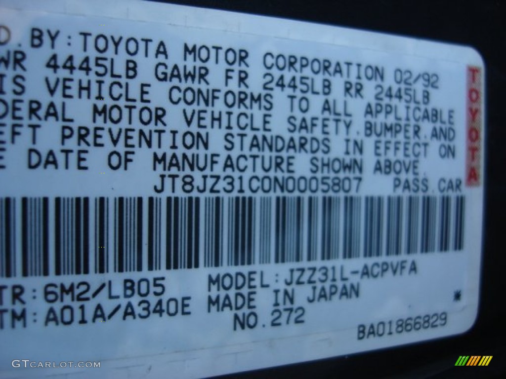 1992 Lexus SC 300 Info Tag Photos