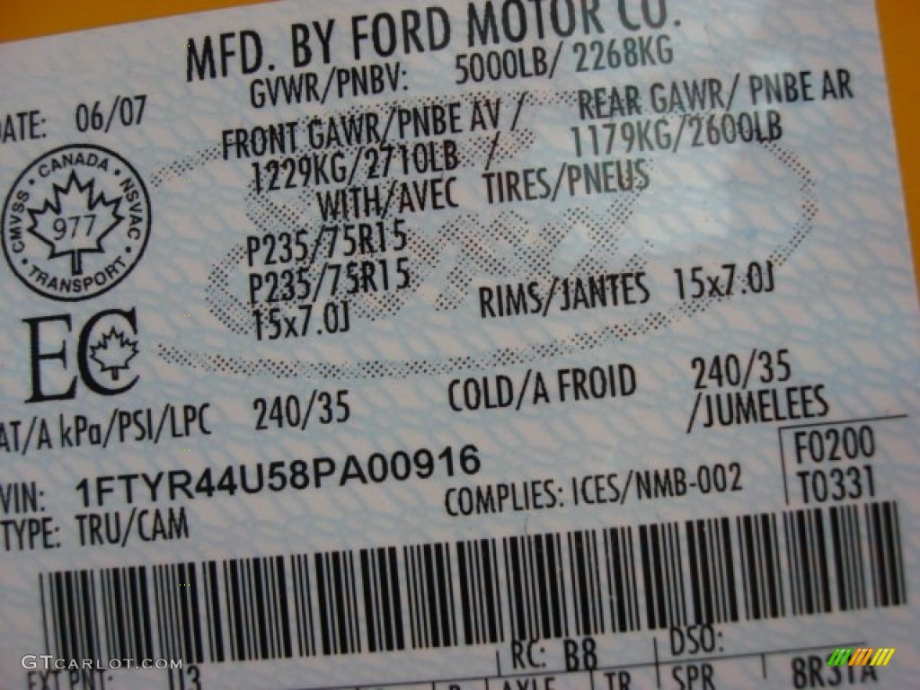 2008 Ranger Color Code U3 for Grabber Orange Photo #58870878