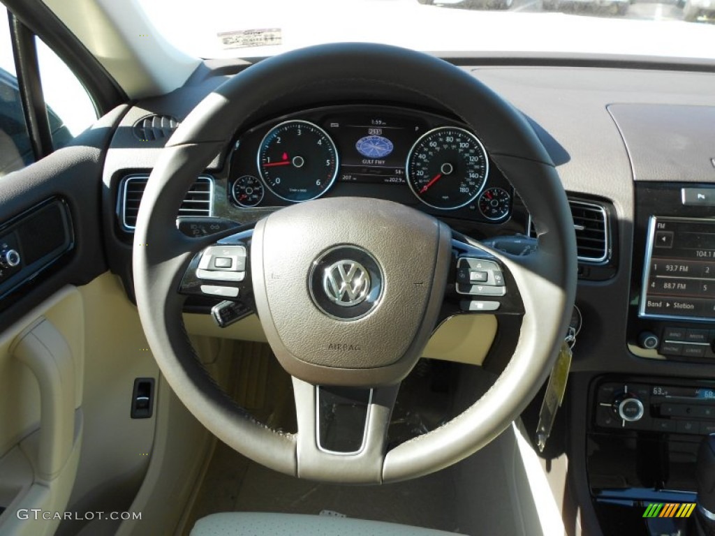 2012 Volkswagen Touareg TDI Sport 4XMotion Cornsilk Beige Steering Wheel Photo #58875978
