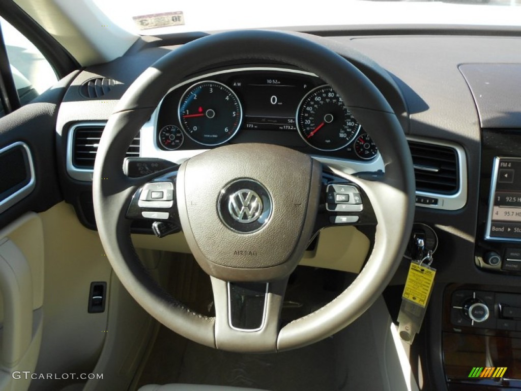 2012 Volkswagen Touareg TDI Lux 4XMotion Cornsilk Beige Steering Wheel Photo #58876179