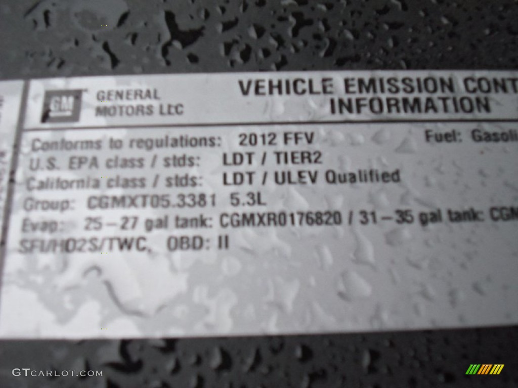 2012 Chevrolet Avalanche LTZ 4x4 Info Tag Photo #58876836