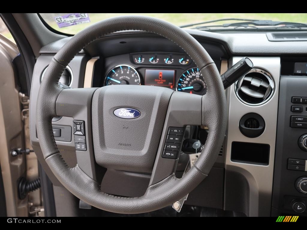 2011 Ford F150 XLT SuperCab Pale Adobe Steering Wheel Photo #58877526