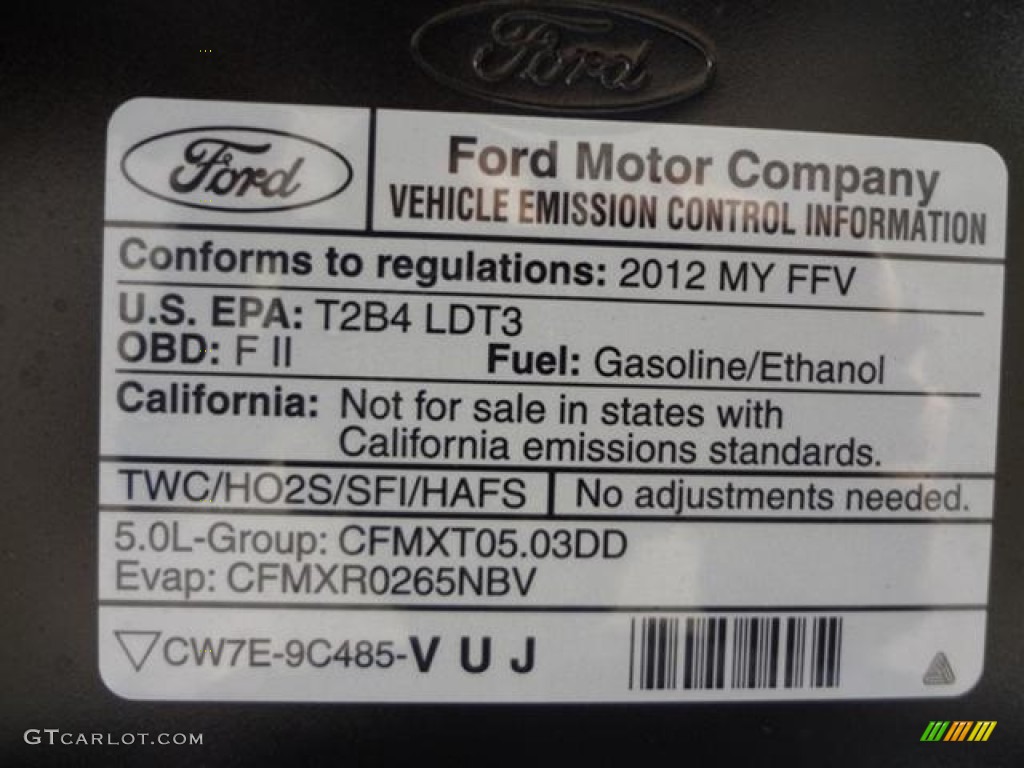 2012 Ford F150 STX SuperCab Info Tag Photo #58878489