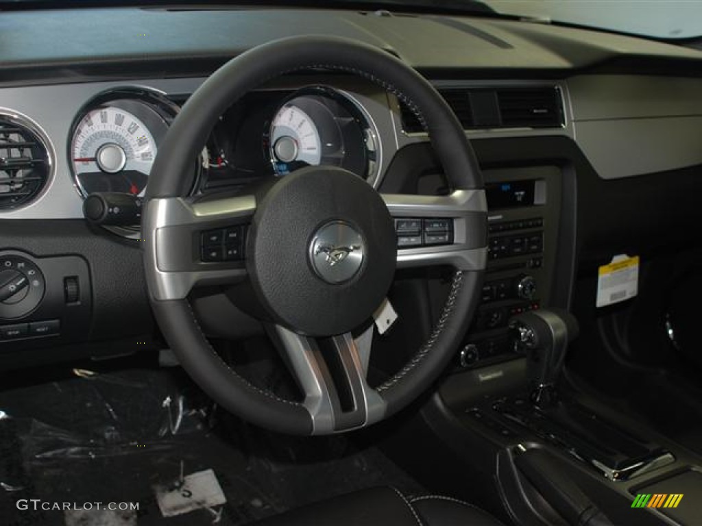 2012 Ford Mustang V6 Premium Coupe Charcoal Black Steering Wheel Photo #58878909