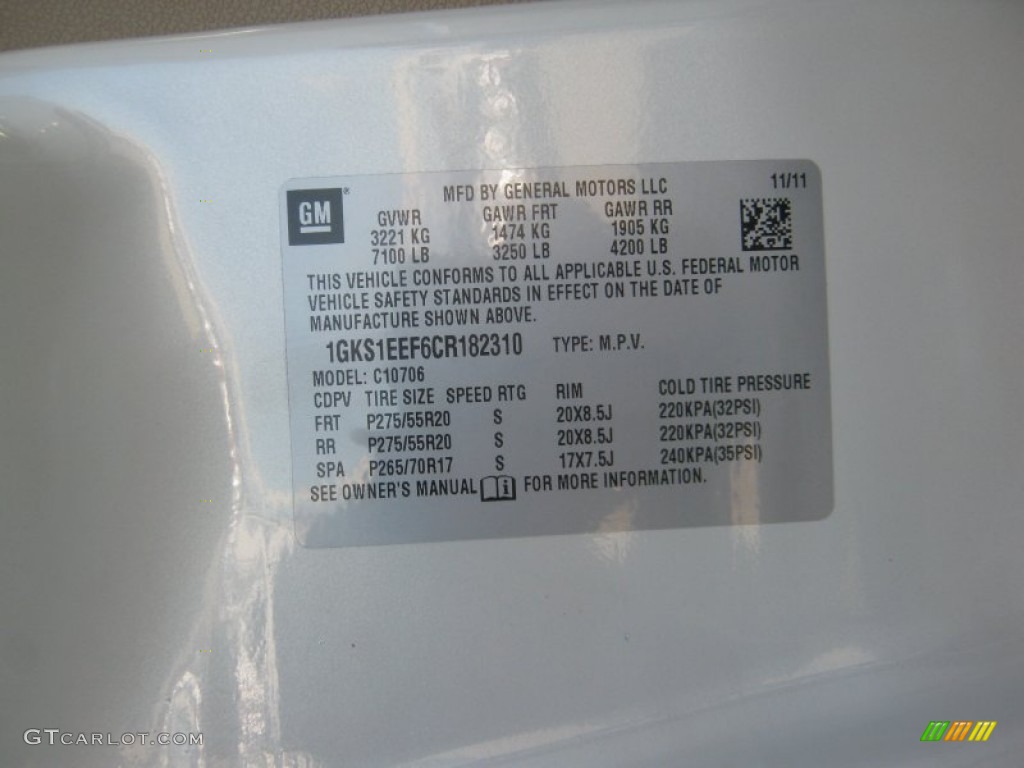 2012 GMC Yukon Denali Info Tag Photos