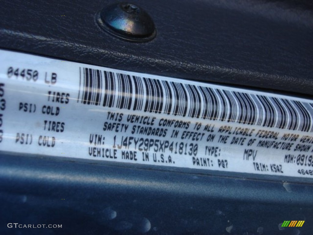 1999 Jeep Wrangler SE 4x4 Color Code Photos