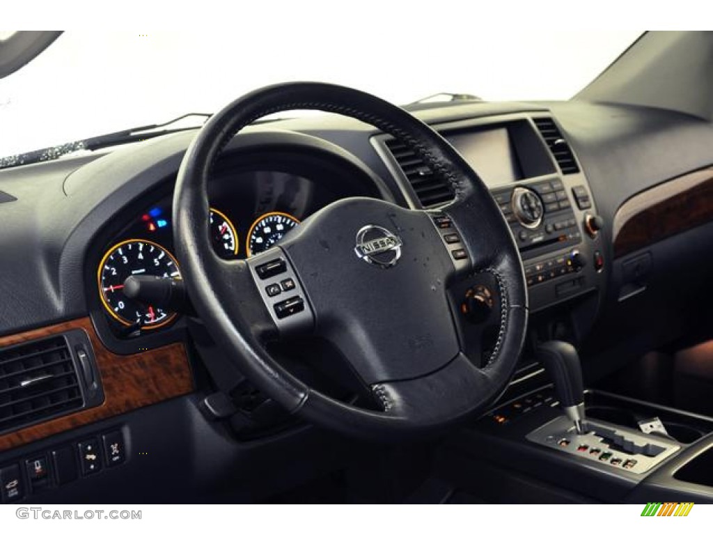 2010 Nissan Armada Platinum 4WD Charcoal Steering Wheel Photo #58882257