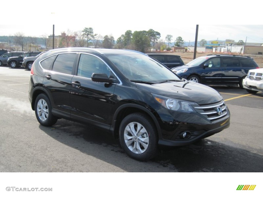 2012 CR-V EX-L - Crystal Black Pearl / Black photo #7