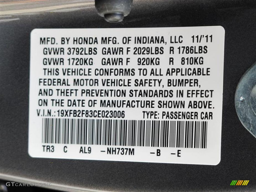 2012 Civic Color Code NH737M for Polished Metal Metallic Photo #58884204