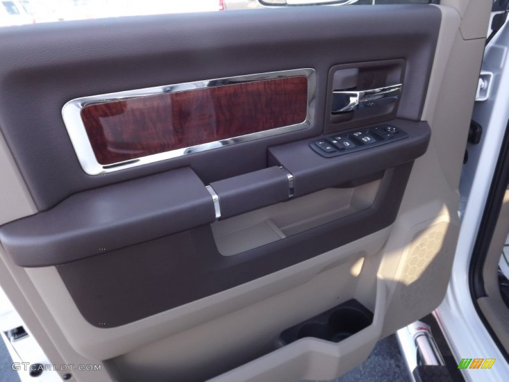 2012 Dodge Ram 2500 HD Laramie Mega Cab 4x4 Light Pebble Beige/Bark Brown Door Panel Photo #58884747