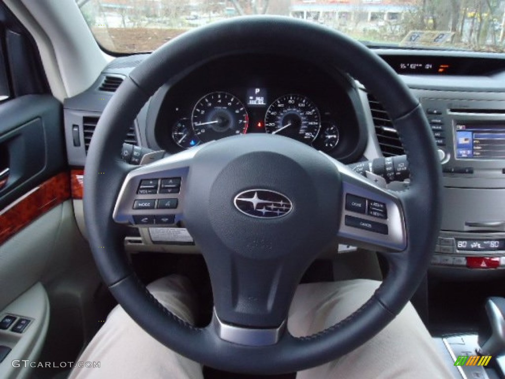 2012 Subaru Outback 3.6R Limited Warm Ivory Steering Wheel Photo #58897887