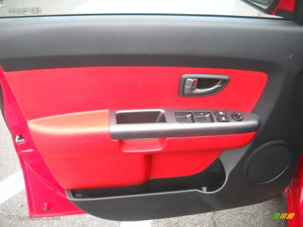 2010 Kia Soul Sport Red/Black Sport Cloth Door Panel Photo #58899741