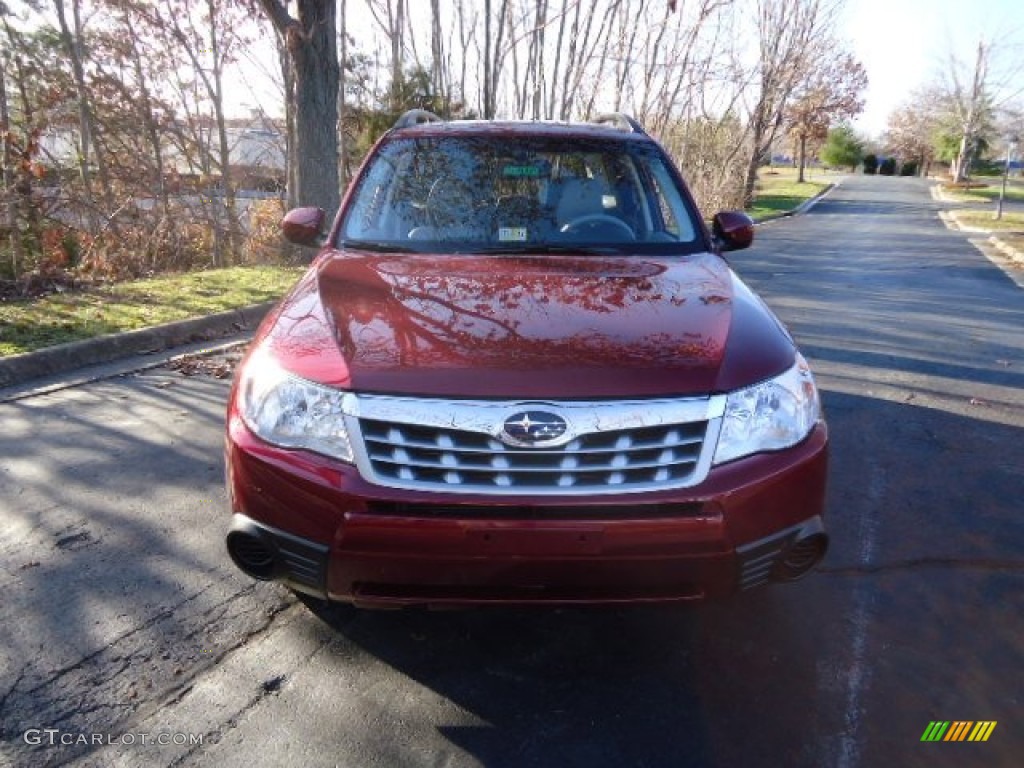 2012 Forester 2.5 X Premium - Camellia Red Pearl / Platinum photo #2