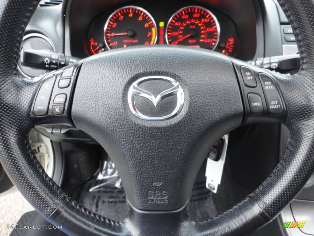 2004 Mazda MAZDA6 s Sport Wagon Black Steering Wheel Photo #58901592