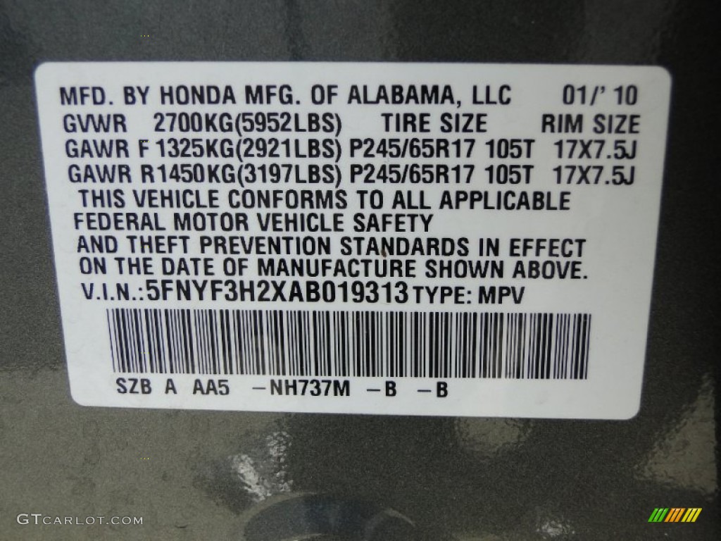 2010 Pilot Color Code NH737M for Polished Metal Metallic Photo #58905892