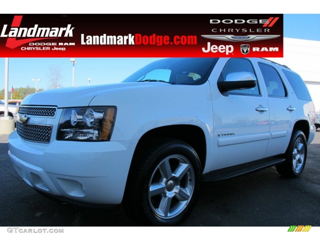 2008 Tahoe LTZ - Summit White / Light Cashmere/Ebony photo #1