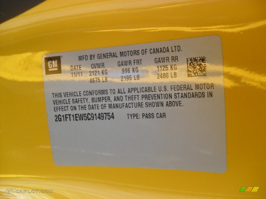 2012 Chevrolet Camaro SS Coupe Transformers Special Edition Info Tag Photo #58910773