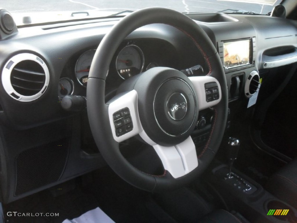 2012 Wrangler Sahara Arctic Edition 4x4 - Winter Chill Pearl / Black with Polar White Accents/Orange Stitching photo #16