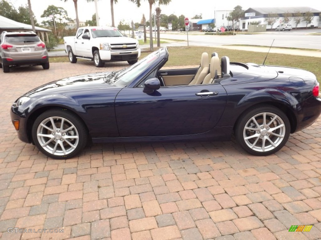 2009 MX-5 Miata Grand Touring Roadster - Stormy Blue Mica / Black photo #4