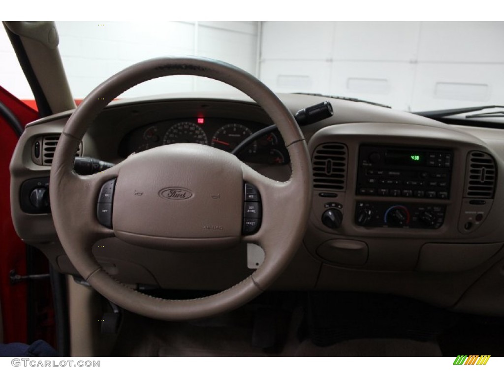 2001 Ford F150 XLT SuperCab 4x4 Medium Parchment Steering Wheel Photo #58921124