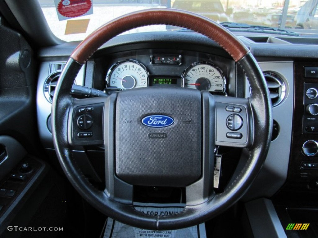 2008 Ford Expedition King Ranch 4x4 Charcoal Black/Chaparral Leather Steering Wheel Photo #58922894