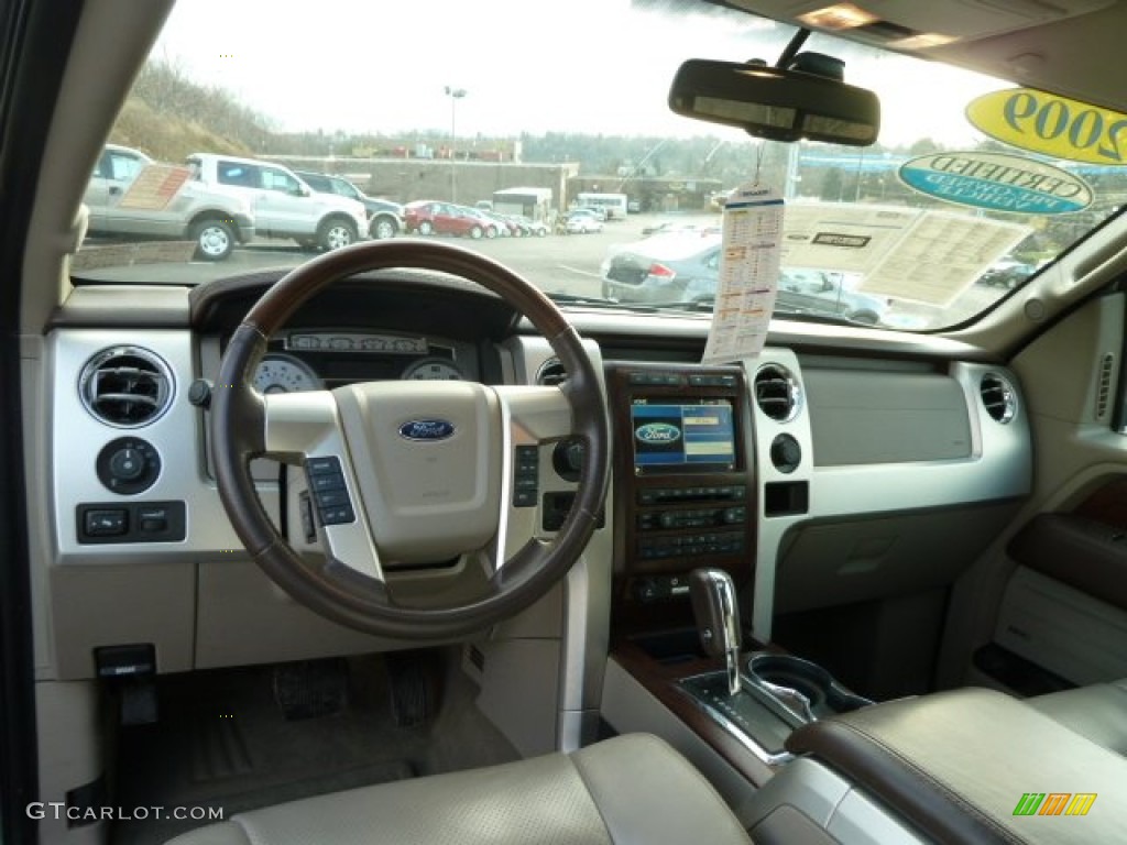 2009 Ford F150 Platinum SuperCrew 4x4 Medium Stone Leather/Sienna Brown Dashboard Photo #58923254