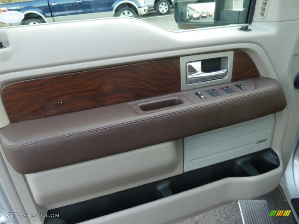 2009 Ford F150 Platinum SuperCrew 4x4 Medium Stone Leather/Sienna Brown Door Panel Photo #58923263