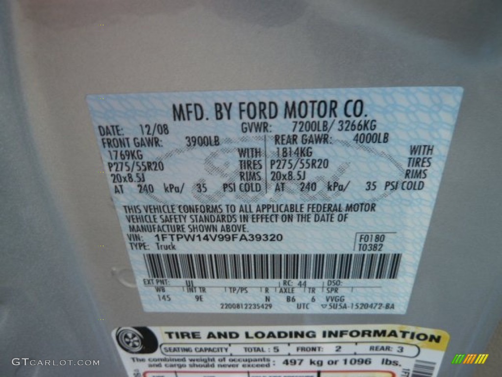 2009 F150 Color Code UI for Brilliant Silver Metallic Photo #58923290