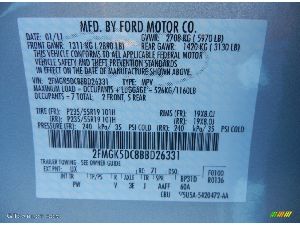 2011 Flex Color Code UX for Ingot Silver Metallic Photo #58924443