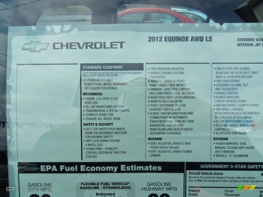 2012 Chevrolet Equinox LS AWD Window Sticker Photo #58930916
