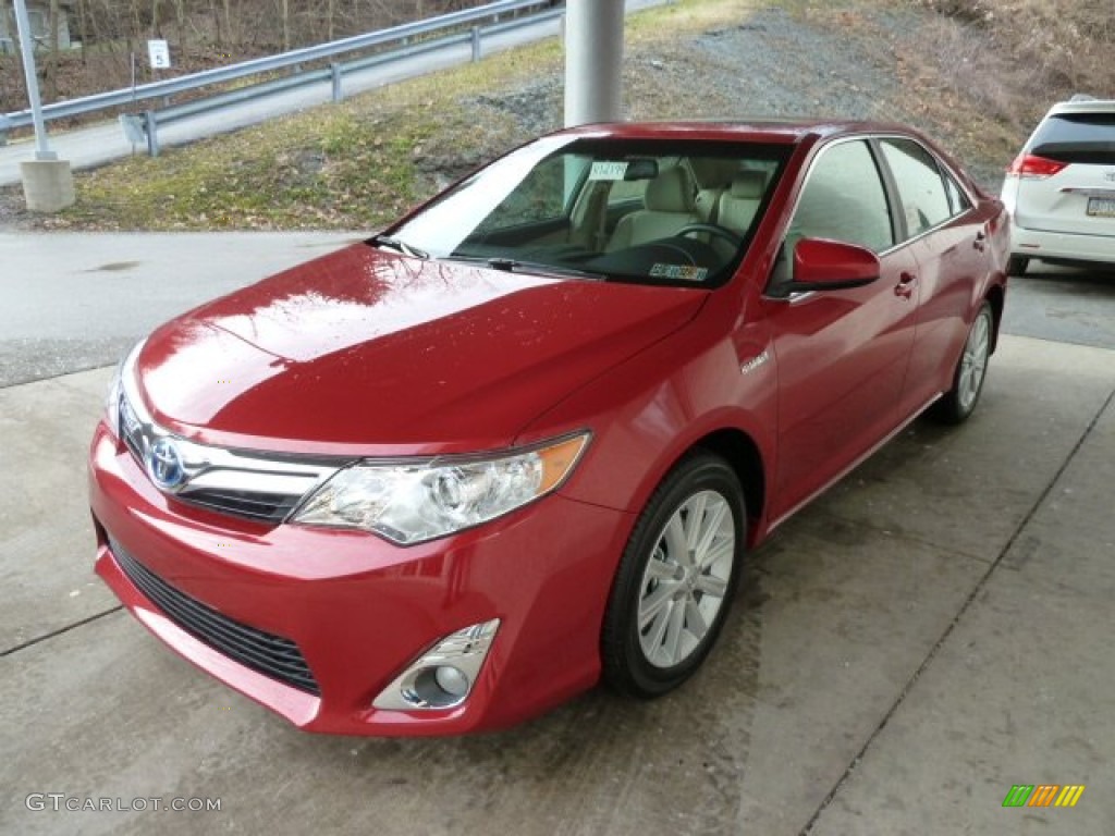 2012 Camry Hybrid XLE - Barcelona Red Metallic / Ivory photo #5