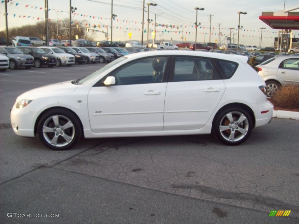 2004 MAZDA3 s Hatchback - Rally White / Black/Red photo #2