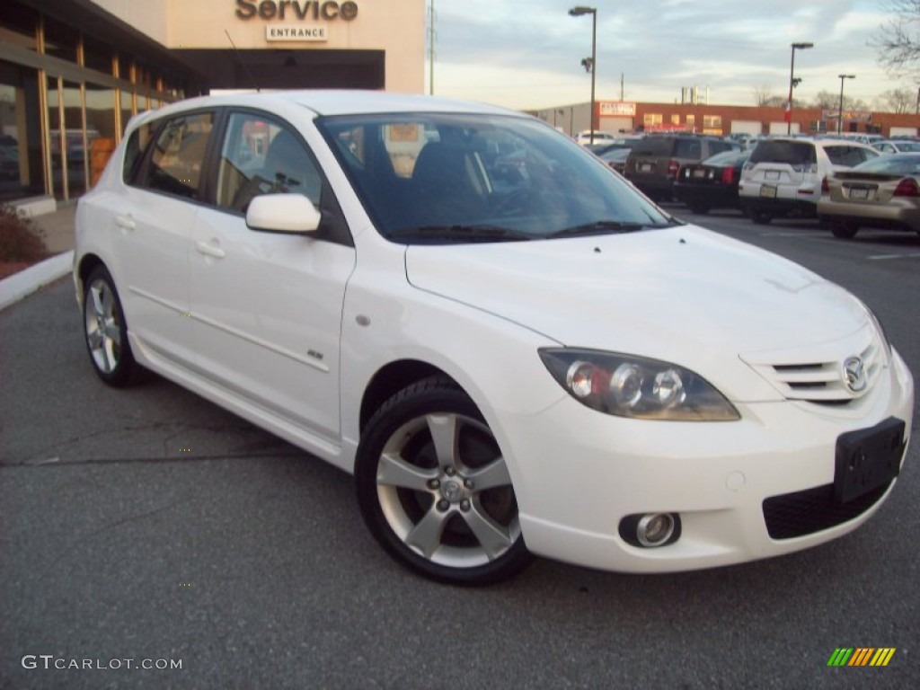 2004 MAZDA3 s Hatchback - Rally White / Black/Red photo #31