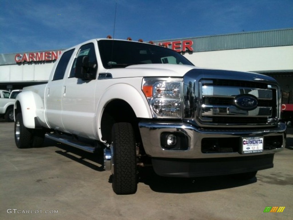 2012 F350 Super Duty Lariat Crew Cab 4x4 Dually - Oxford White / Black photo #1