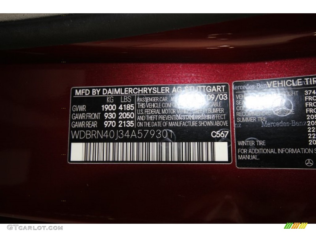 2004 C 230 Kompressor Coupe - Bordeaux Red Metallic / Charcoal photo #15