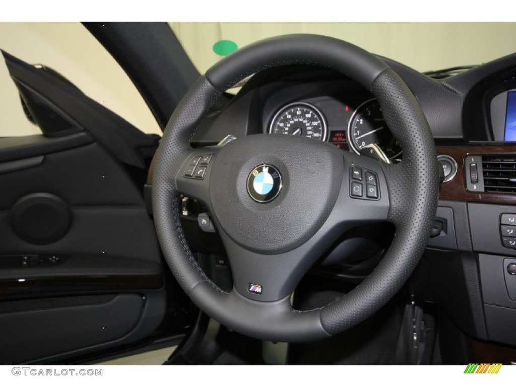 2012 BMW 3 Series 335i Coupe Black Steering Wheel Photo #58942113
