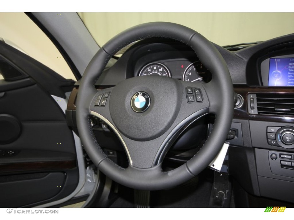 2012 BMW 3 Series 328i Coupe Black Steering Wheel Photo #58942527