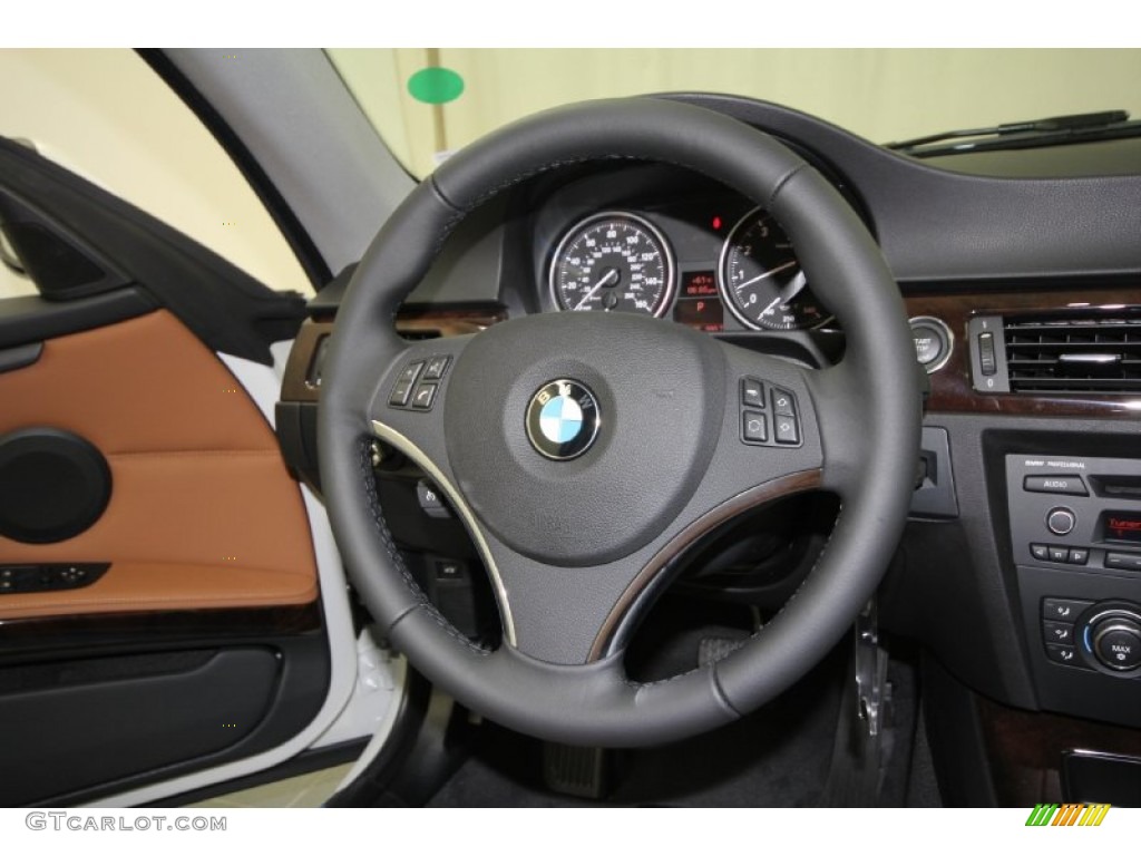 2012 BMW 3 Series 328i Coupe Saddle Brown Steering Wheel Photo #58942707