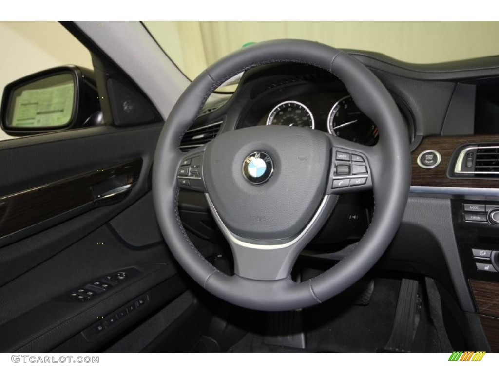 2012 BMW 7 Series 740i Sedan Black Steering Wheel Photo #58944015