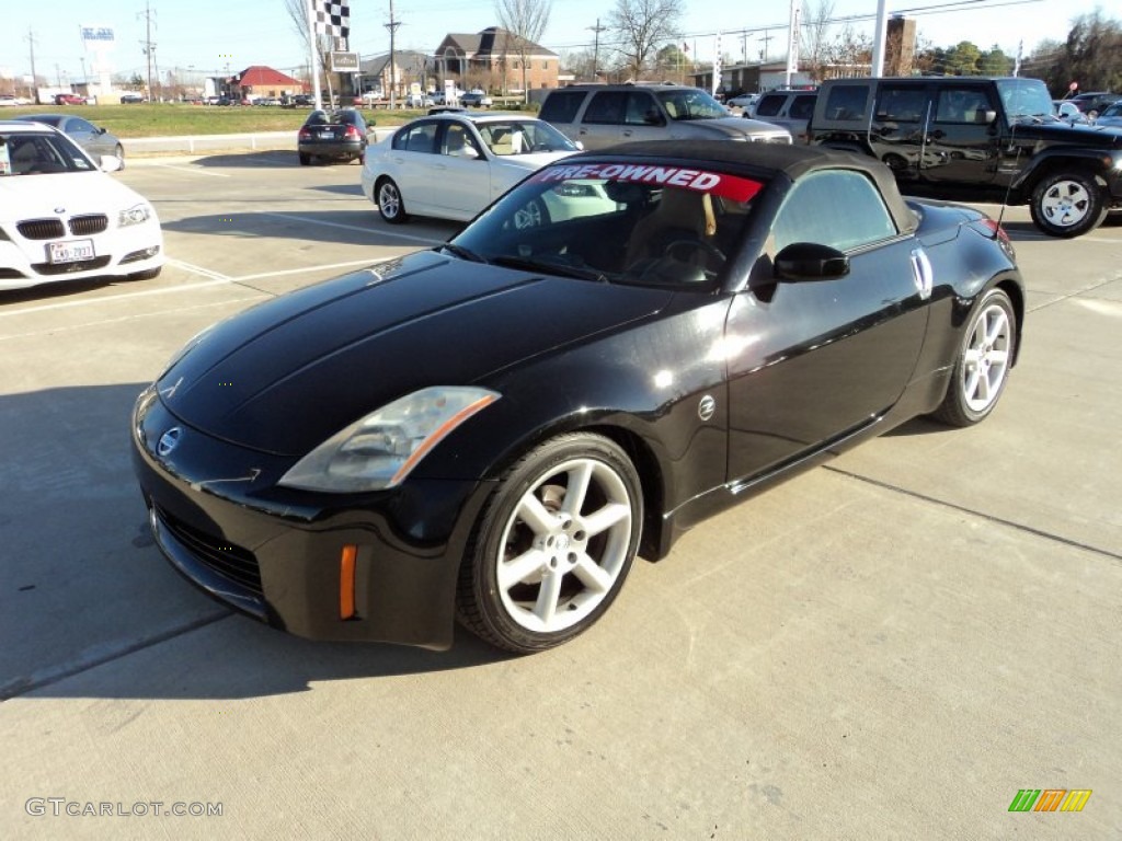 2004 350Z Touring Roadster - Super Black / Burnt Orange photo #1