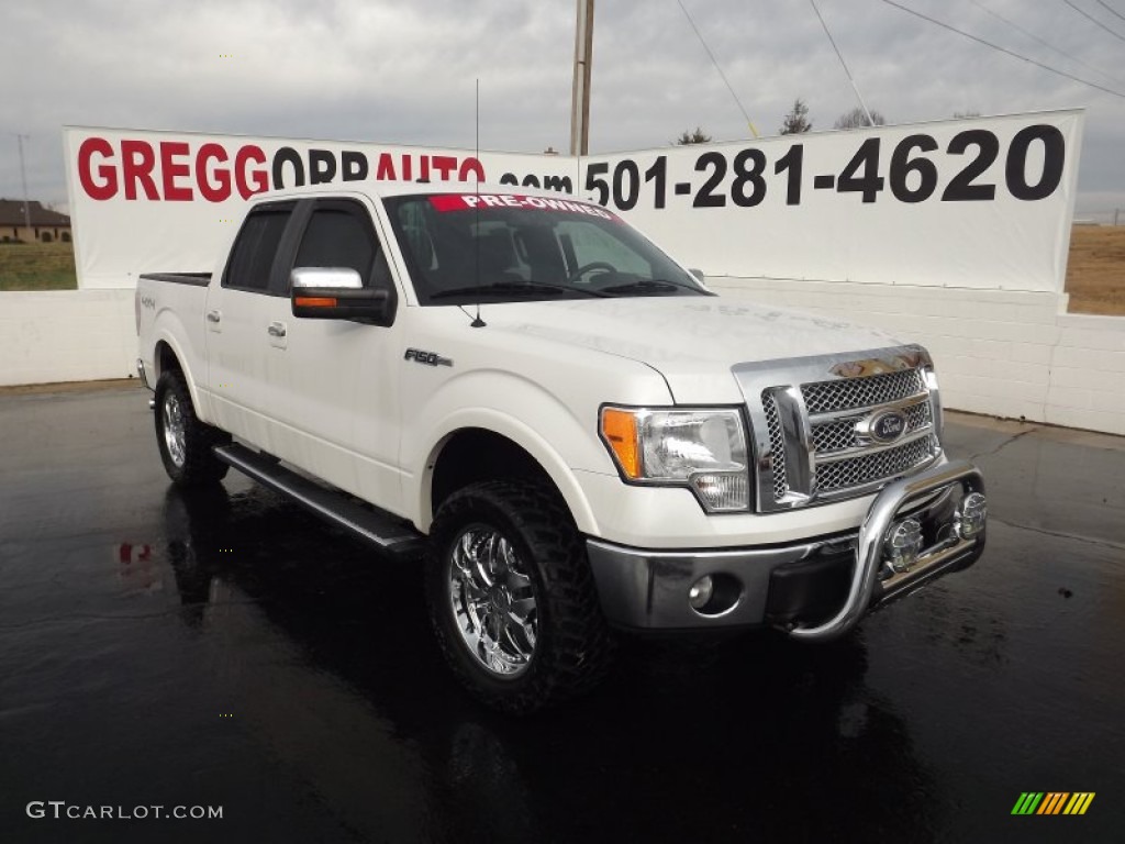 2010 F150 Lariat SuperCrew 4x4 - White Platinum Metallic Tri Coat / Black photo #1