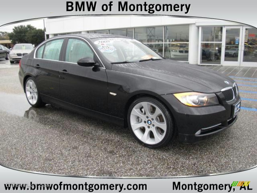 2008 3 Series 335i Sedan - Jet Black / Beige photo #1