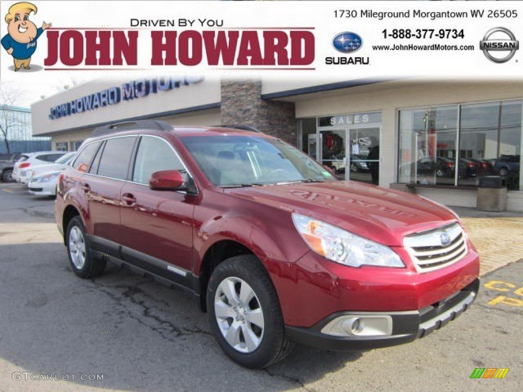 2012 Outback 2.5i Premium - Ruby Red Pearl / Off Black photo #1